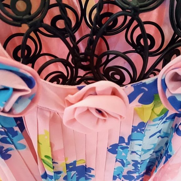 MAXGirls Pink Chiffon Floral Pleated BabyDoll,3-4Y - Picture 4 of 6